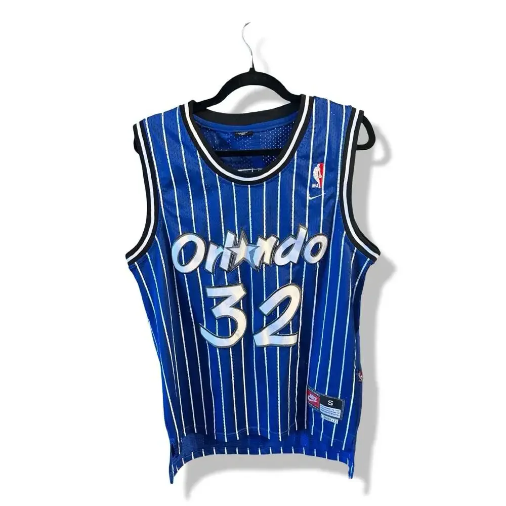 Vintage 90s Nike Shaquille O'Neal Orlando Magic #32 Blue Pinstripe Jersey Size S